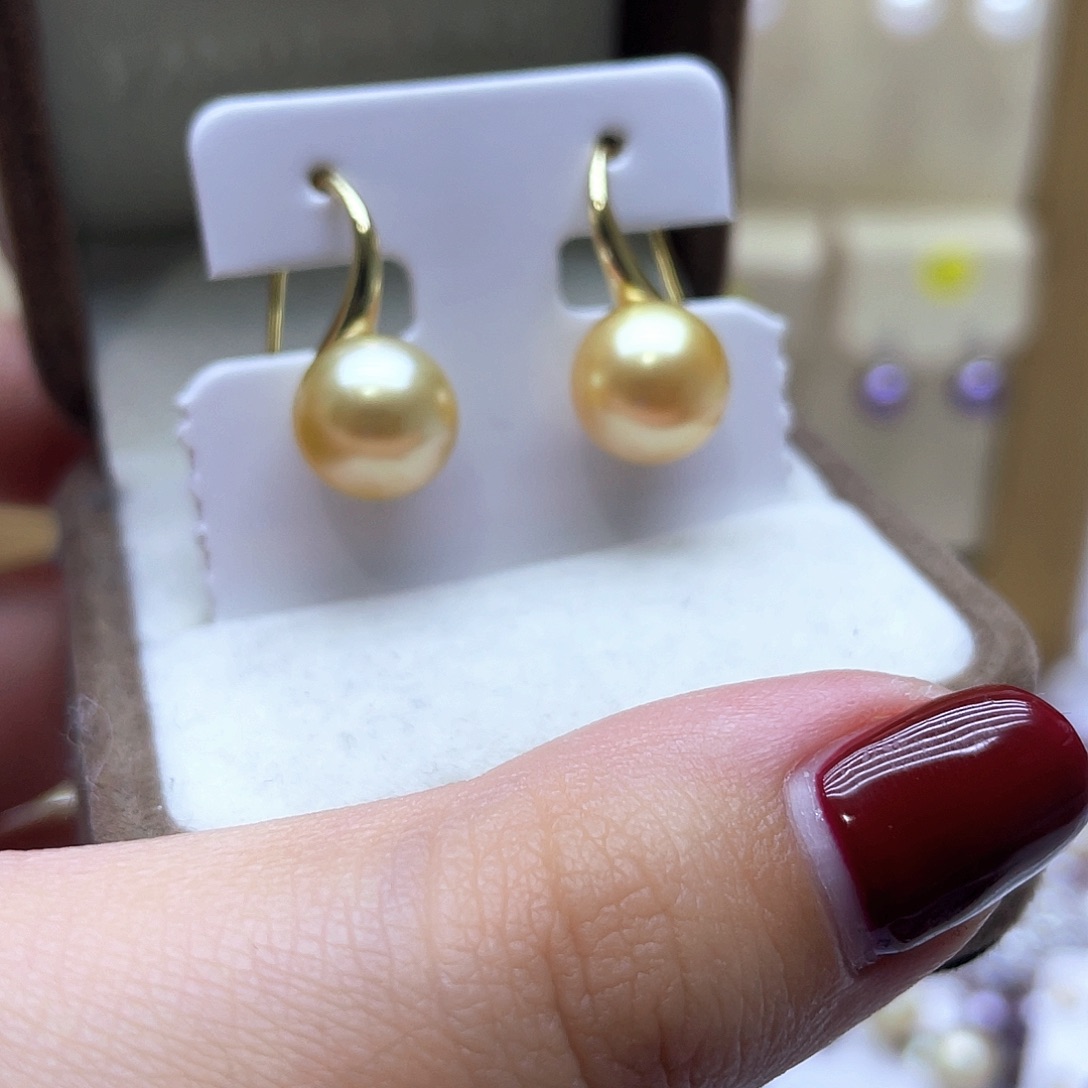 海水珍珠耳饰银S925镶嵌