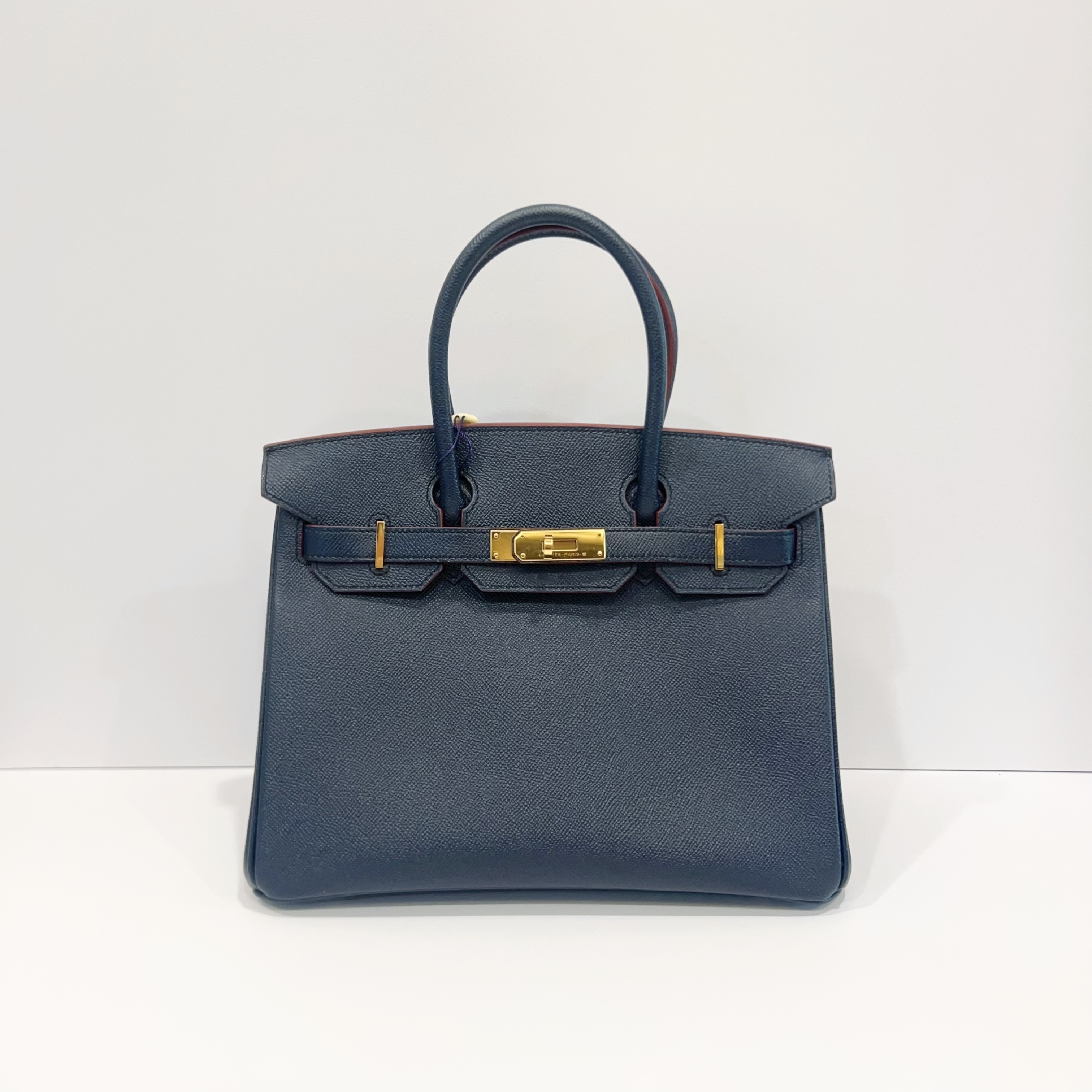 99新 Hermes/爱马仕 蔚蓝/靛蓝色金扣  Birkin30 E皮 A刻