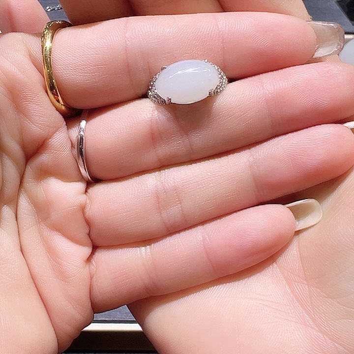 银S925镶嵌戒指和田玉