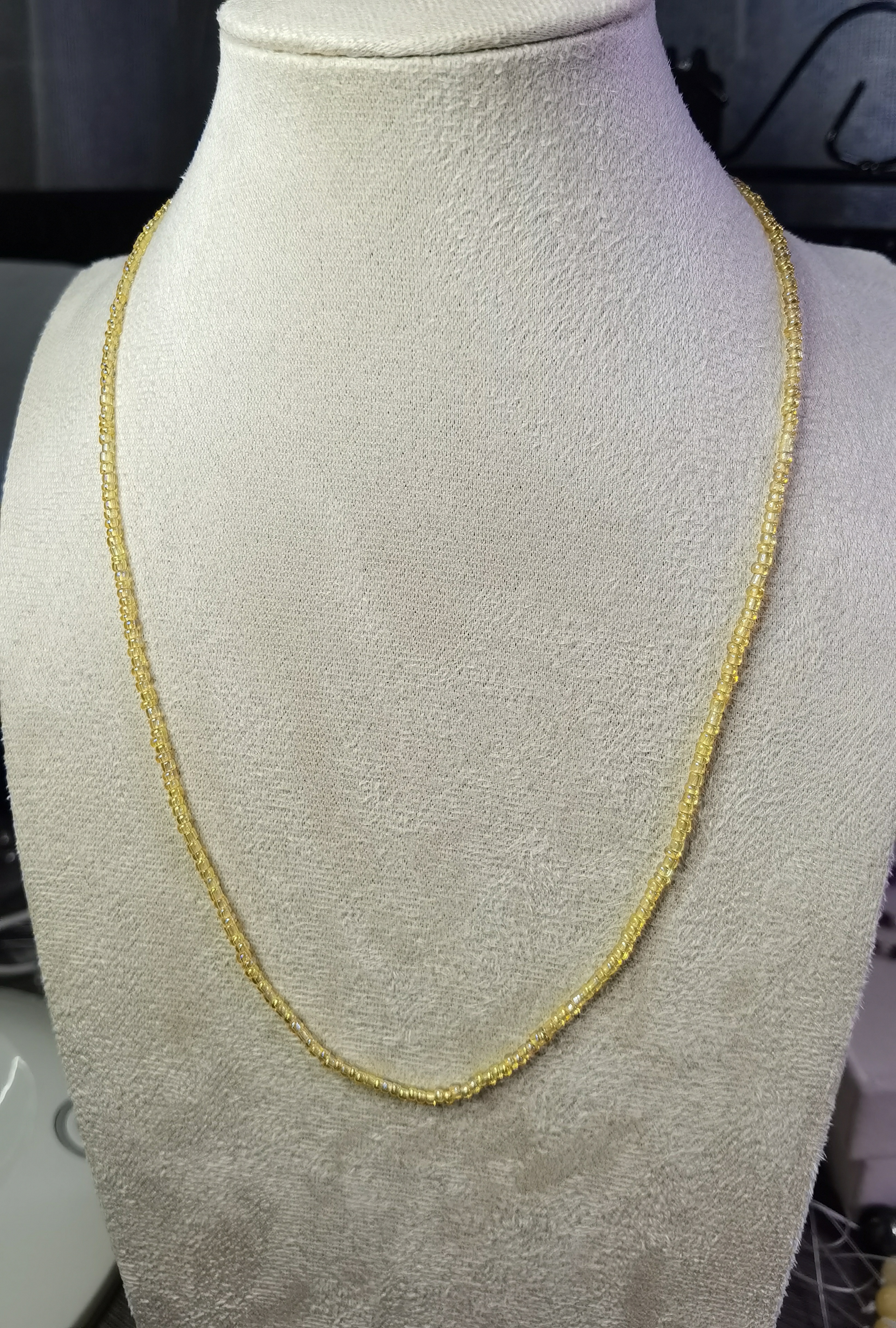 非金属仿水晶项链 时尚百搭黄色琉璃小米珠项链