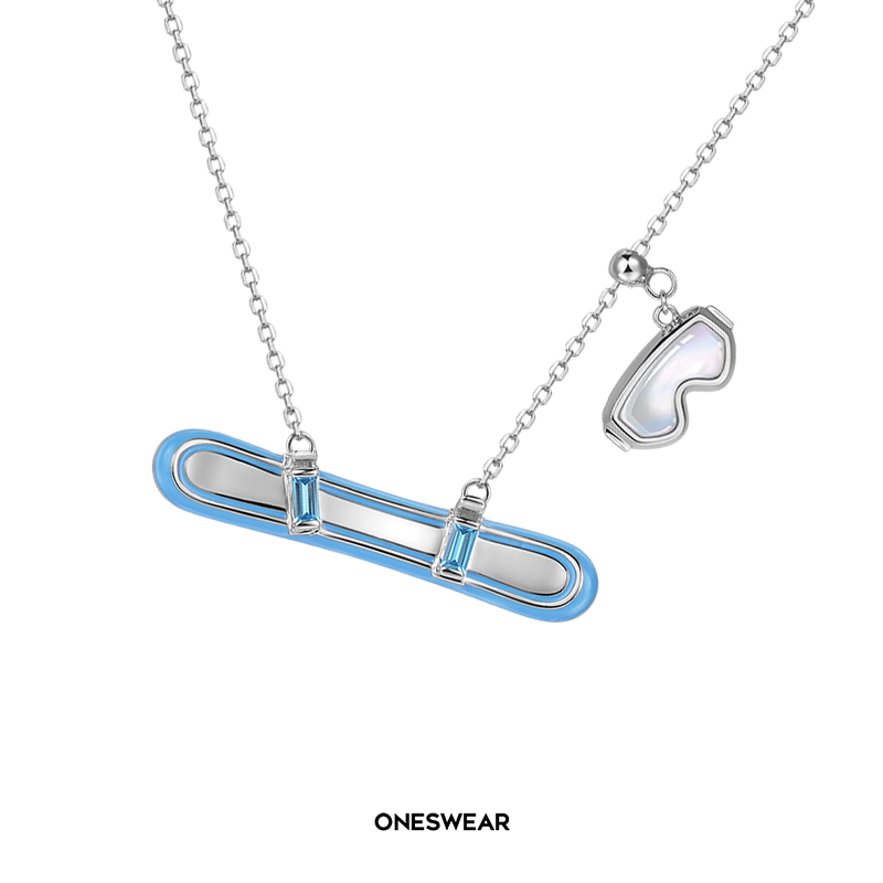 坠链均925银珐琅 梵誓【冠军同款】滑雪单板滑雪镜项链运动情侣礼物