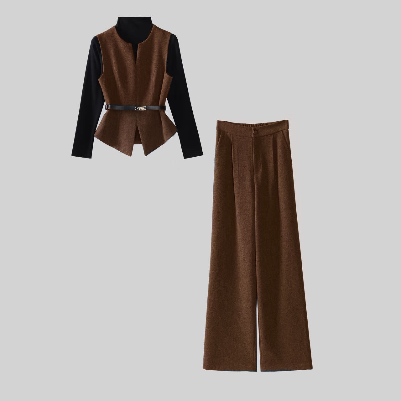 〈纪朵研〉1502时尚套装休闲风慵懒风美拉德风轻职风套装