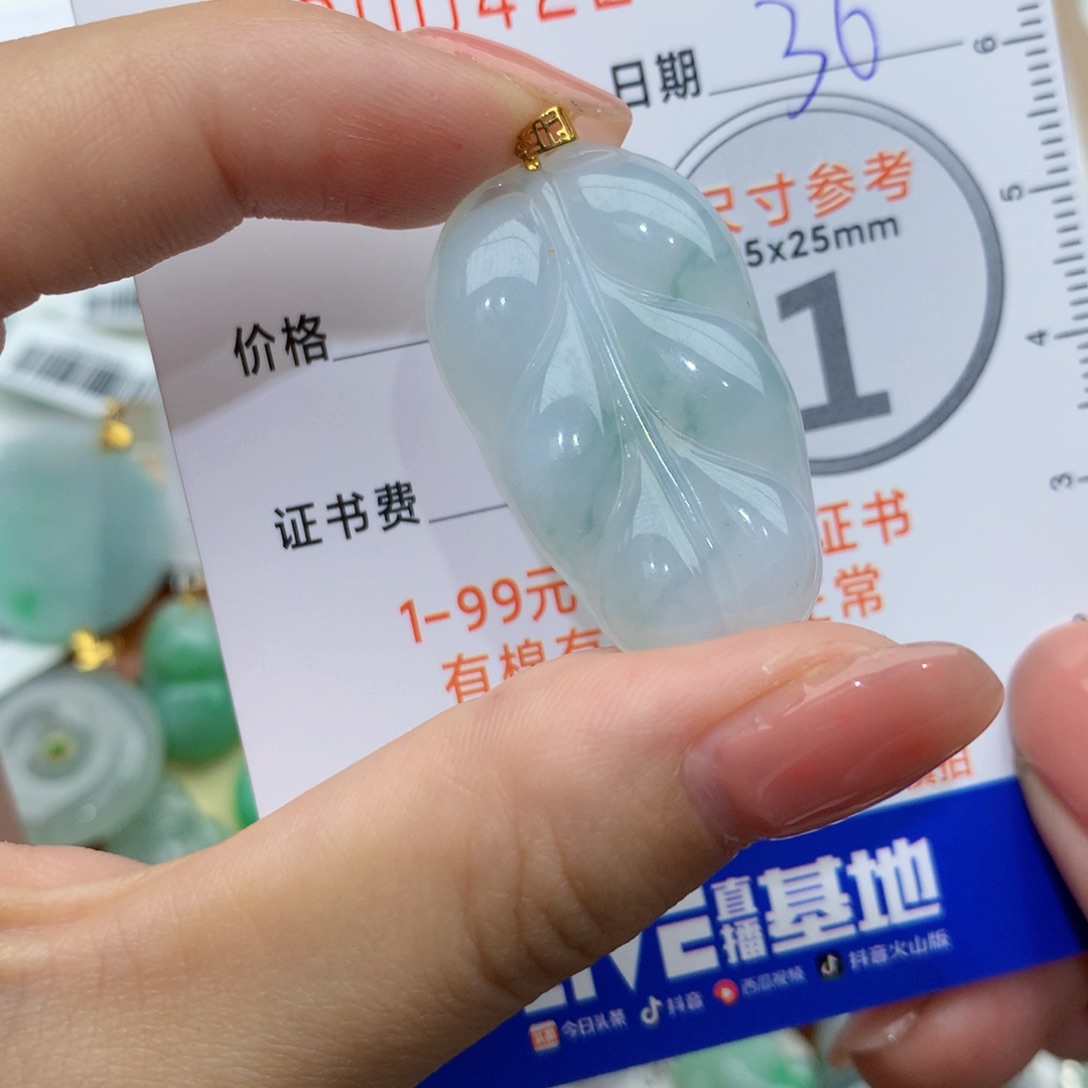 翡翠颈饰未镶嵌叶子36