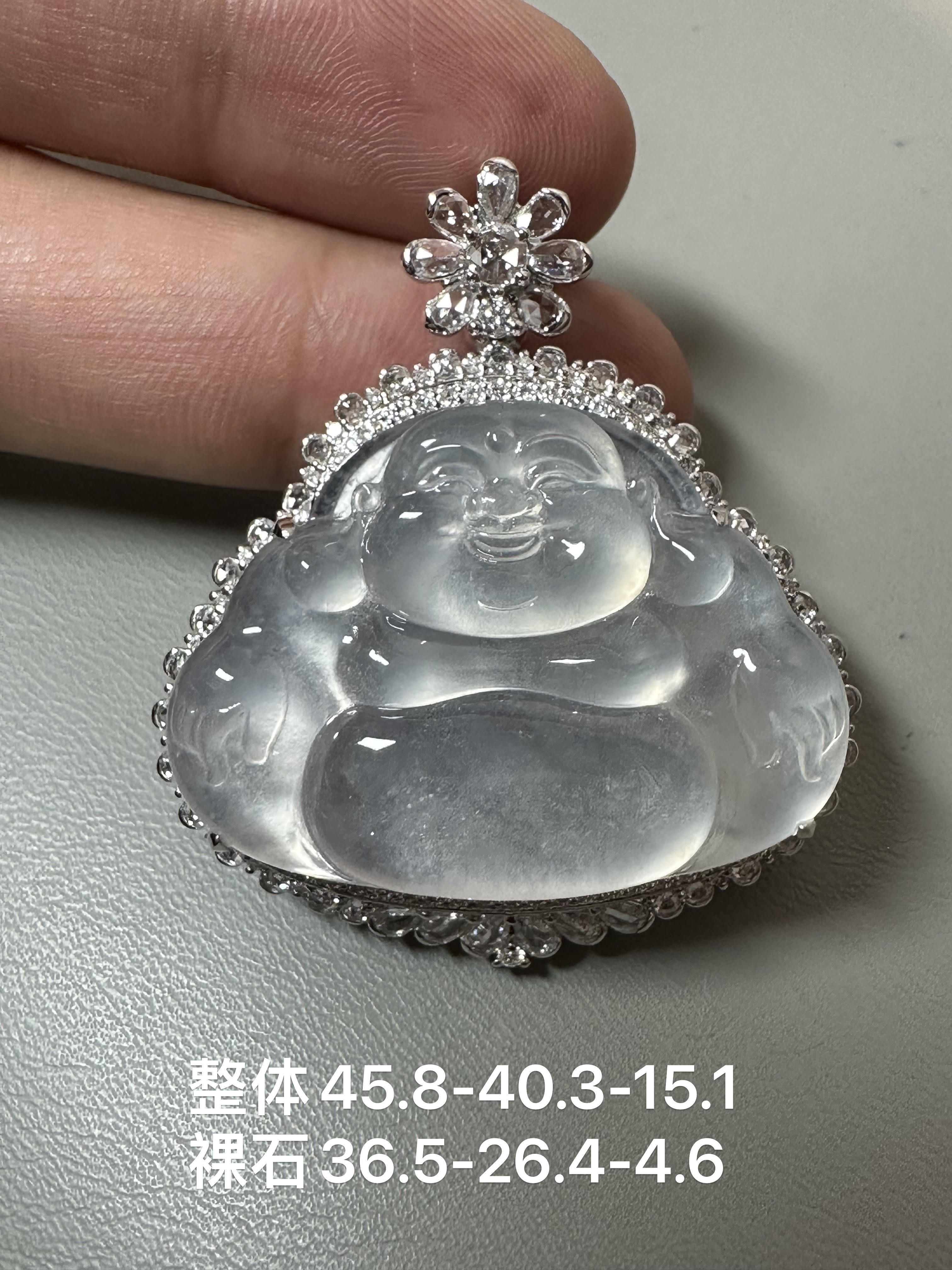 高冰玻璃种白冰佛公吊坠