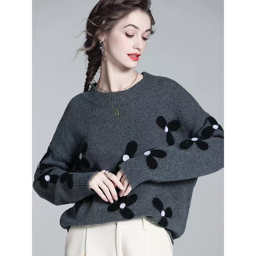 打底衫女秋冬2024新款法式小香重工提花高级感慵懒毛衣