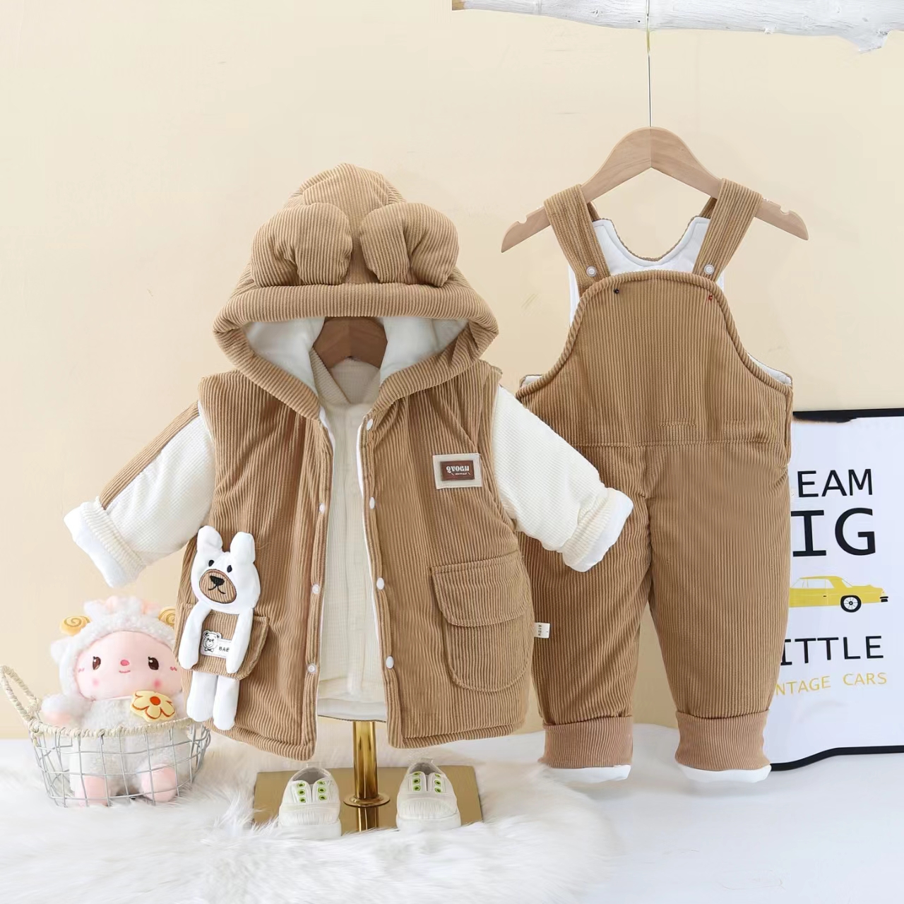 300克男女通用中性冬季套装婴幼儿保暖加绒女童女宝男童加厚