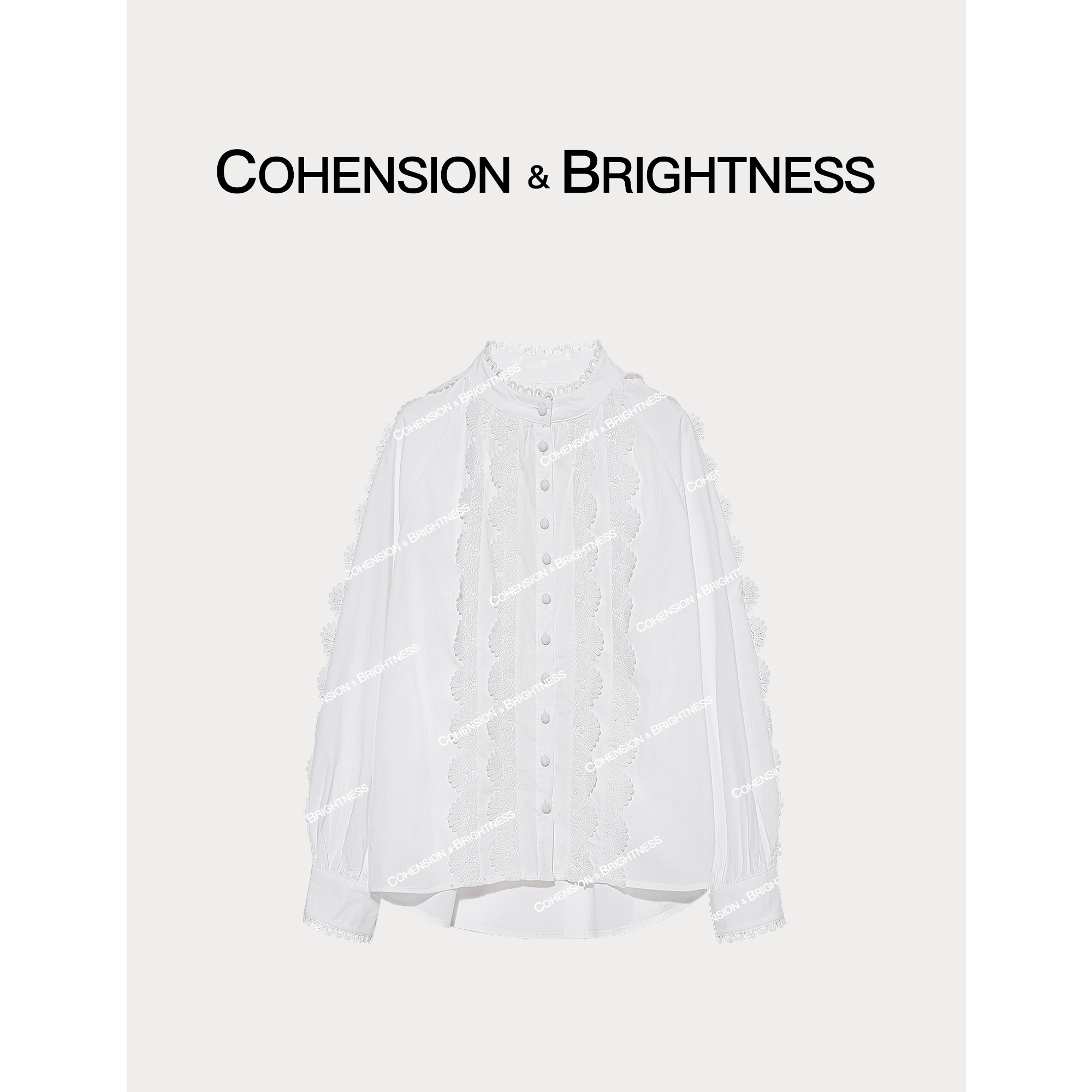 凝慧真的好【白朦胧】时尚气质水溶蕾丝百搭长袖衬衫CQ215