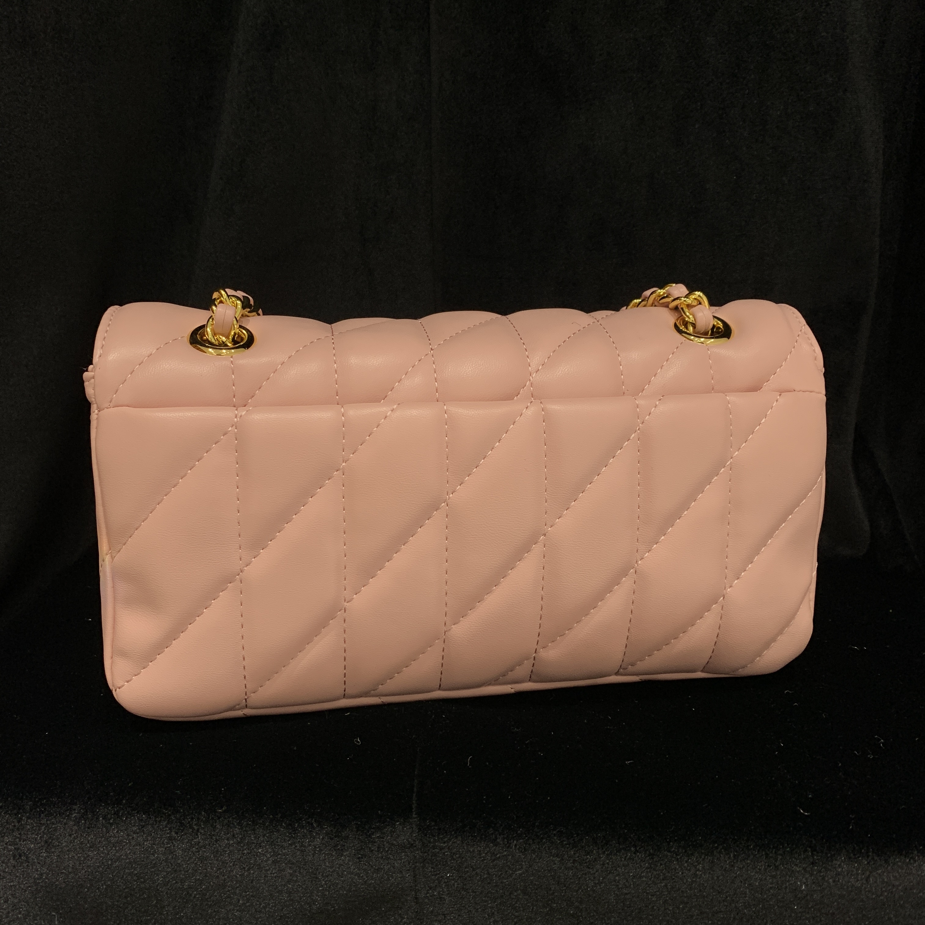 COCO DICV2025新款高端定制时尚女包 长斜纹扣粉色黑色26cm