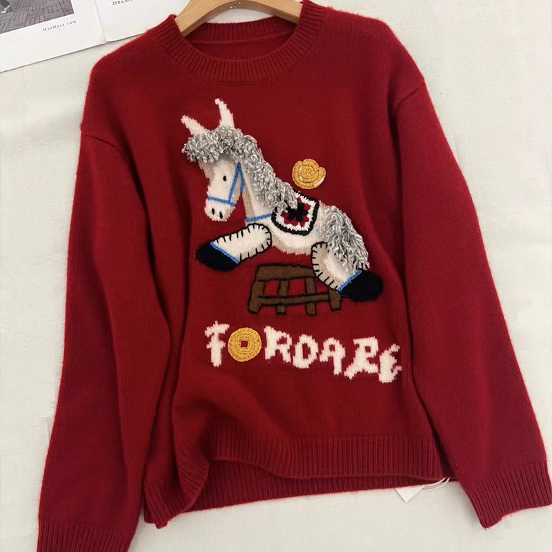 《309》南油高定时尚百搭立体卡通图案长袖圆领针织