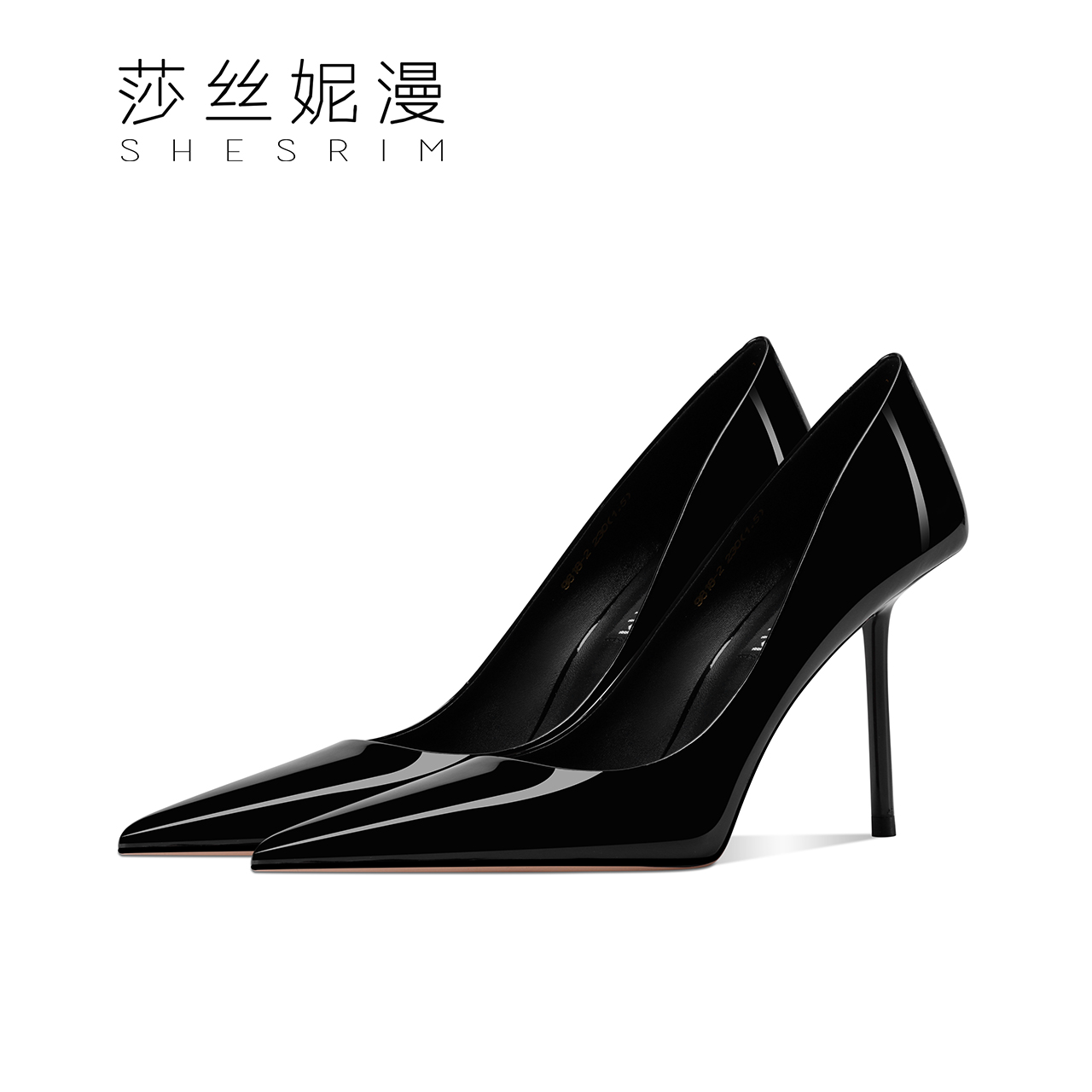 10-【性感女神】尖头高跟2025春新款气质裸色女鞋细跟漆皮浅口黑