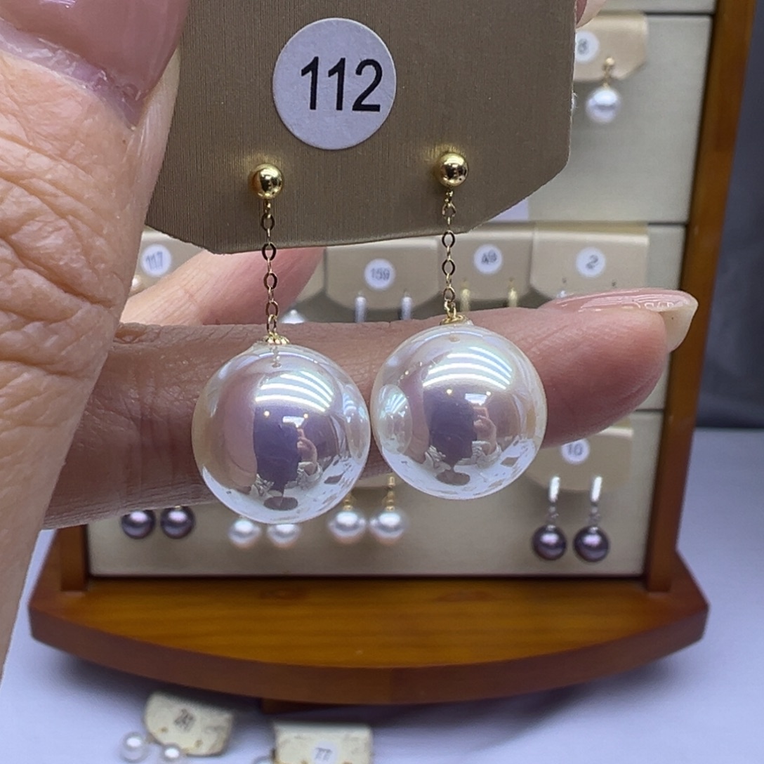 淡水珍珠耳饰18K金镶嵌