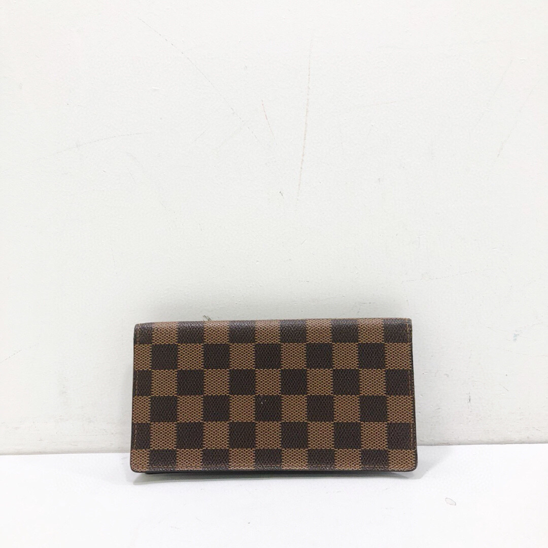 95新 LouisVuitton/路易威登 lv 棕棋盘长款对折钱包手拿包