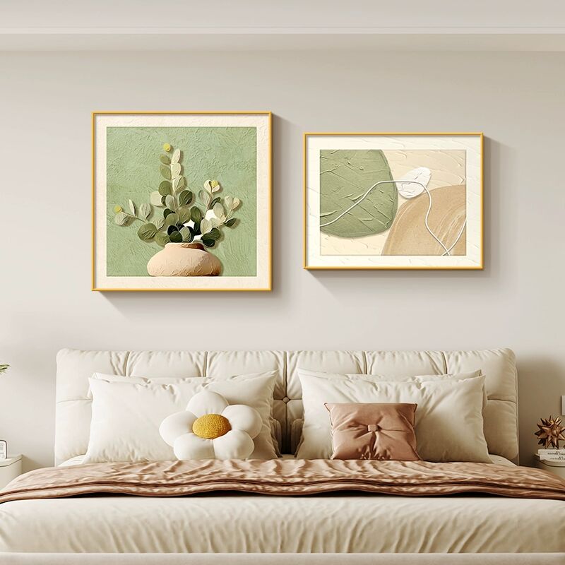 家大业大卧室装饰画奶油风肌理感主卧床头挂画温馨饭厅餐桌壁画