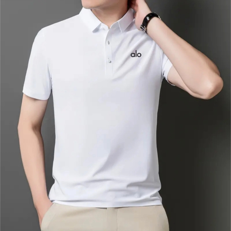 alo翻领Polo衫男士2025夏季新款运动休闲短袖街头男生商务百搭T恤