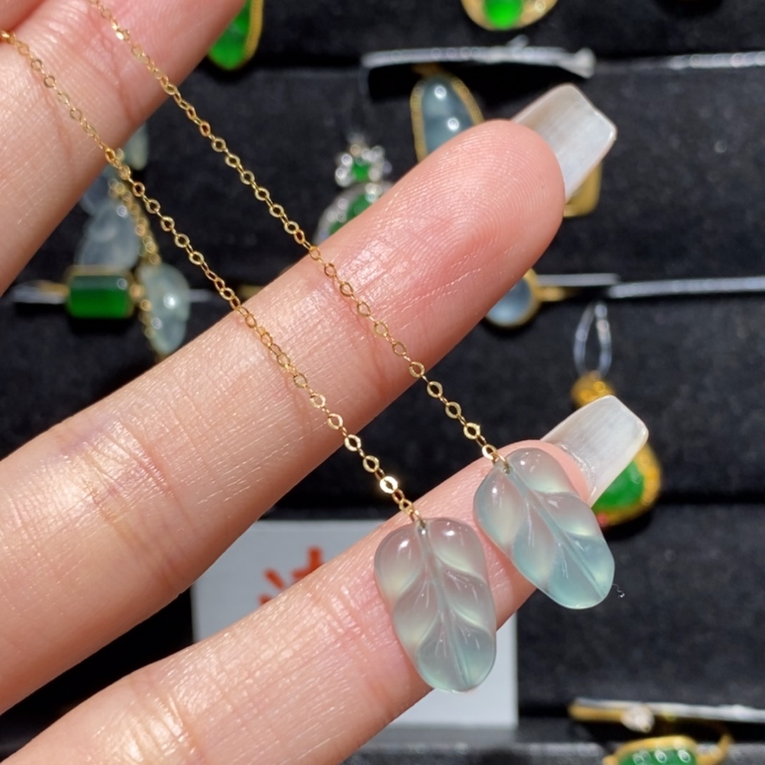 翡翠耳饰18K金镶嵌34678