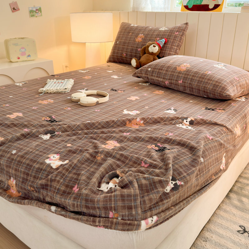 高克重加厚牛奶绒床笠单件冬季床罩床垫保护罩全包床单套