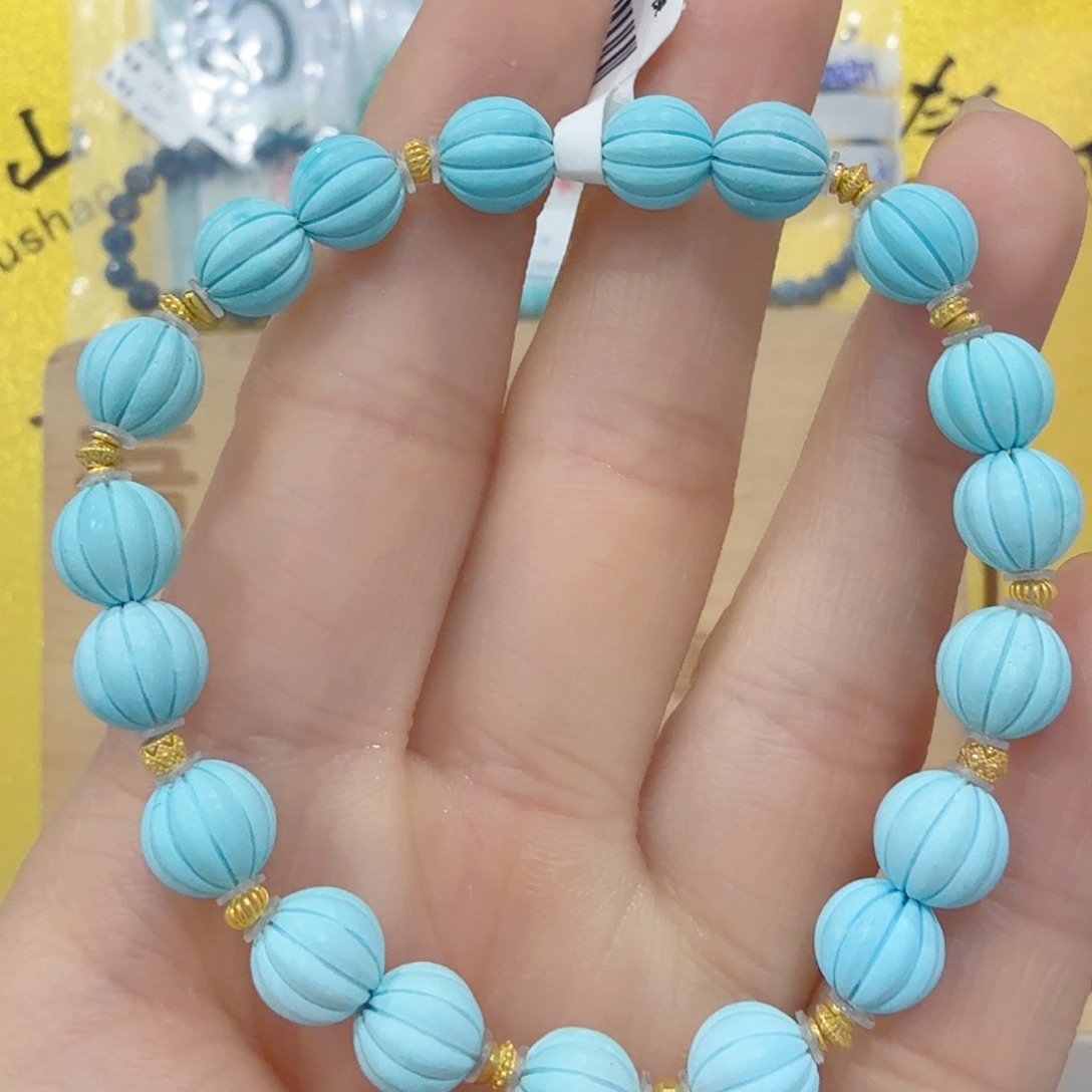 绿松石18K金镶嵌珠宝奇石