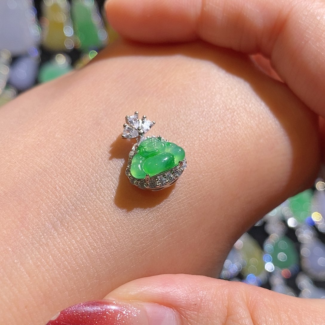 翡翠银S925镶嵌颈饰婧*天然翡翠