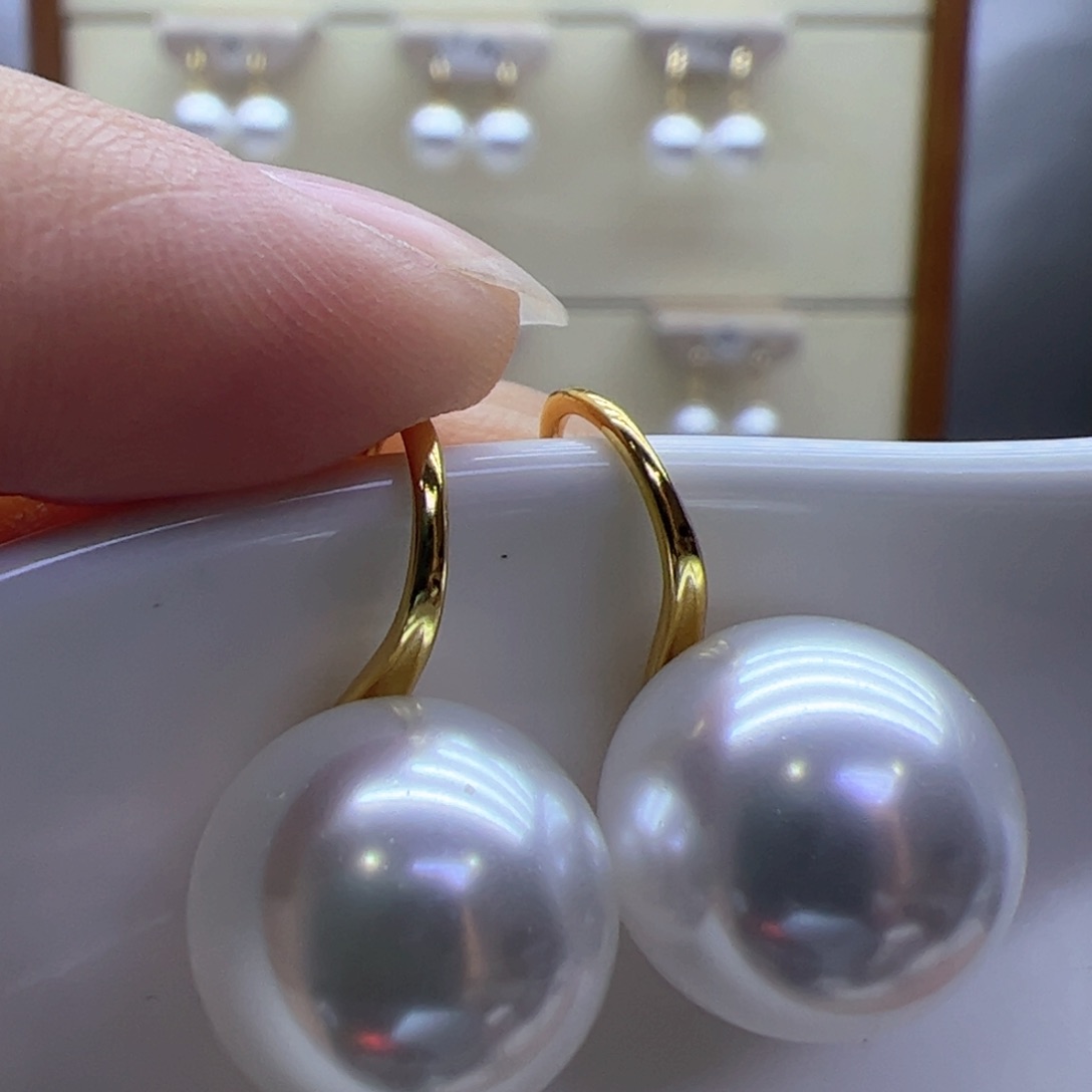 淡水珍珠耳饰18K金镶嵌