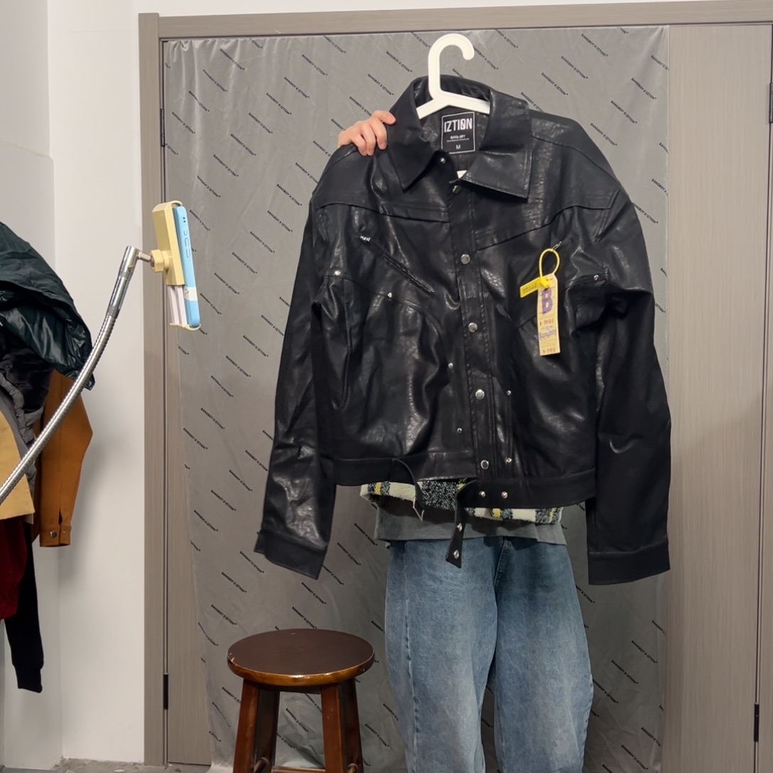 潮流时尚黑色皮衣m码
