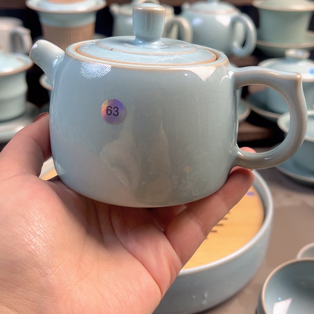 陶摆件瓷天青釉井兰壶原矿