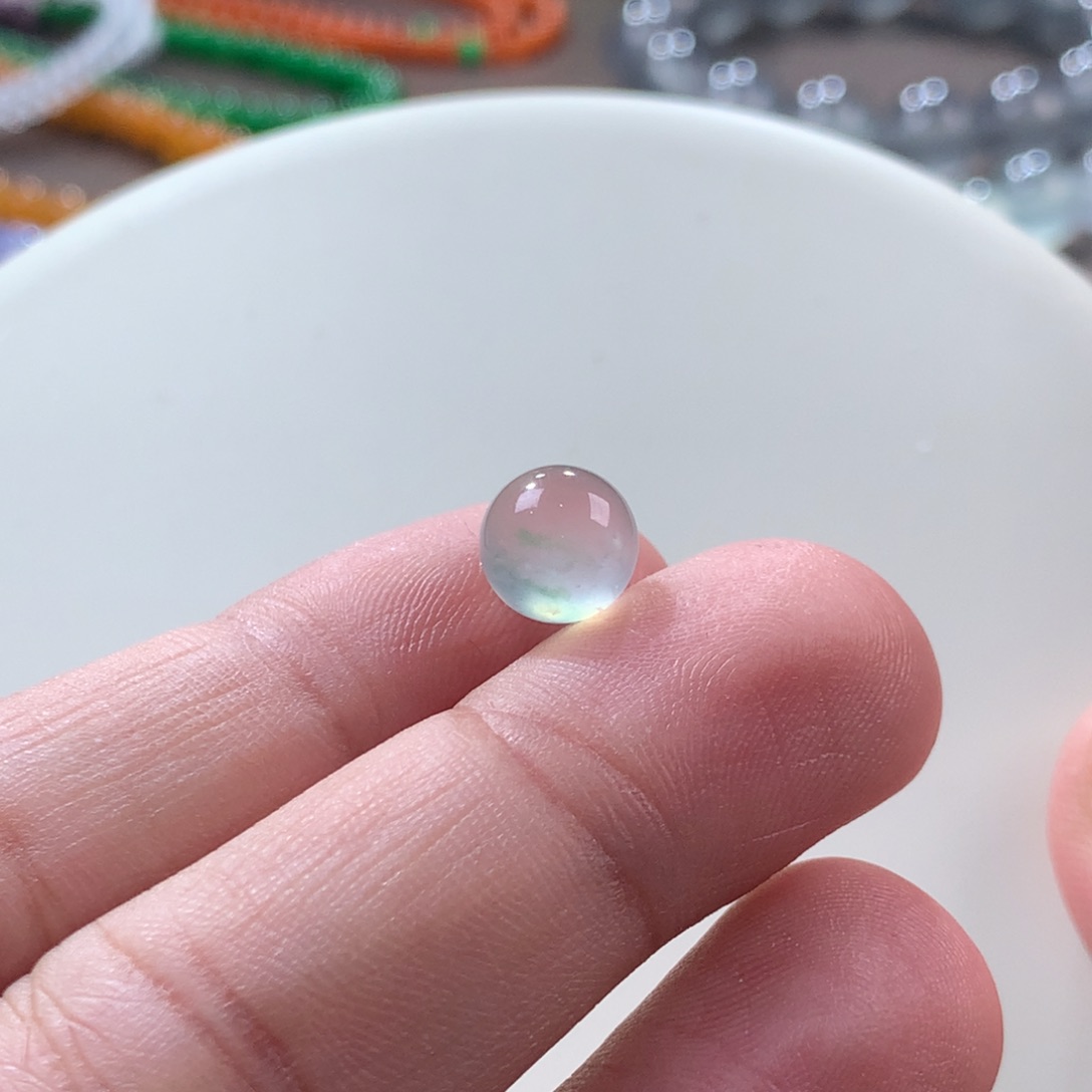 翡翠手链未镶嵌玻璃种飘花单珠 卡8