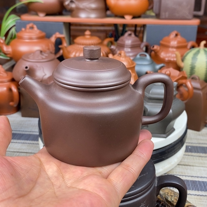 紫砂茶壶高德钟220cc原矿一厂老紫泥