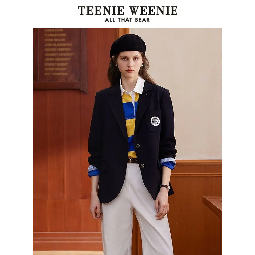 TeenieWeenie小熊25春新款学院宽松质感刺绣西装外套TTJK251201P