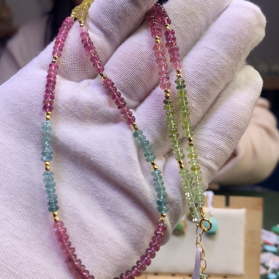 碧玺项链18K金镶嵌项链