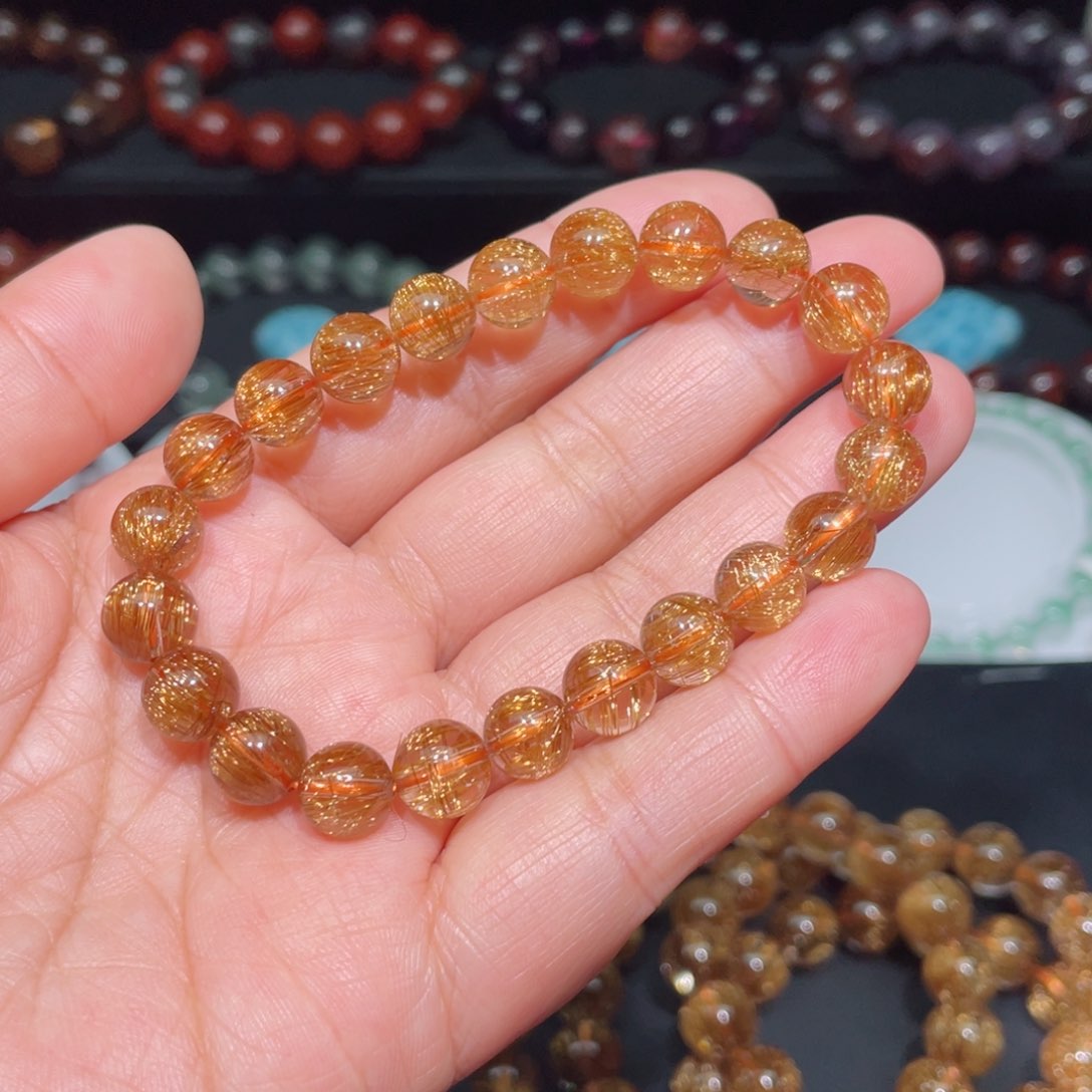 水晶手链未镶嵌开****及发晶手链，20.58