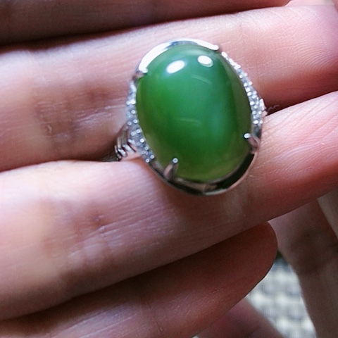 和田玉戒指银S925镶嵌