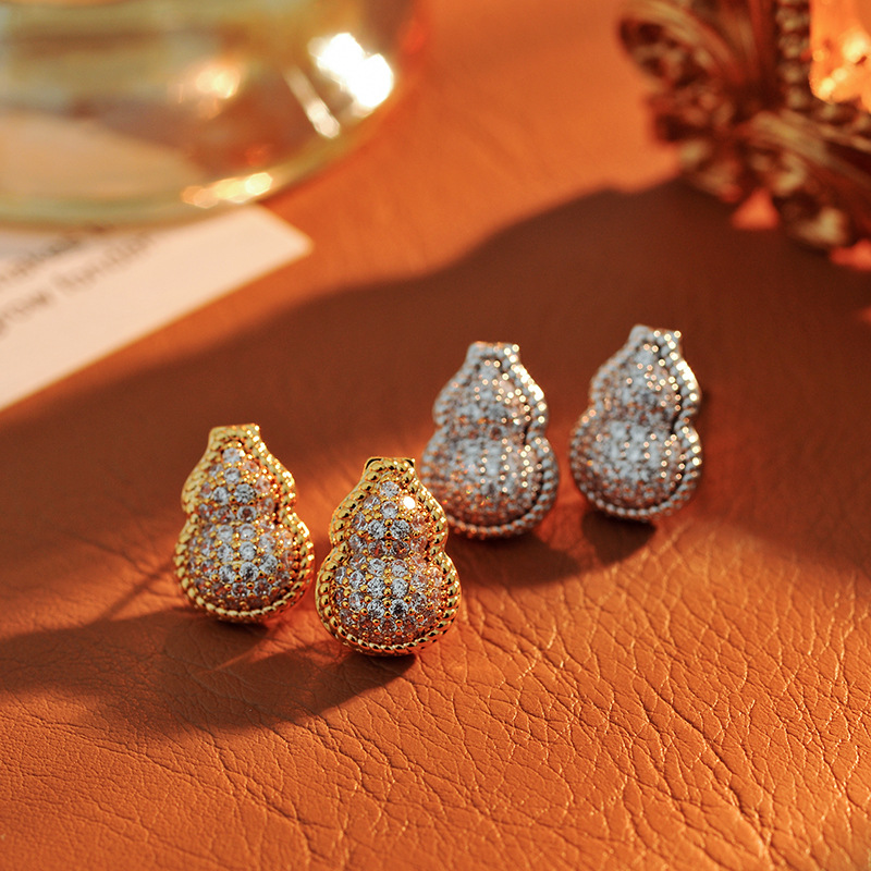 925银耳饰 191号葫芦精致小巧针耳钉爆闪气质轻奢高级感耳饰双面