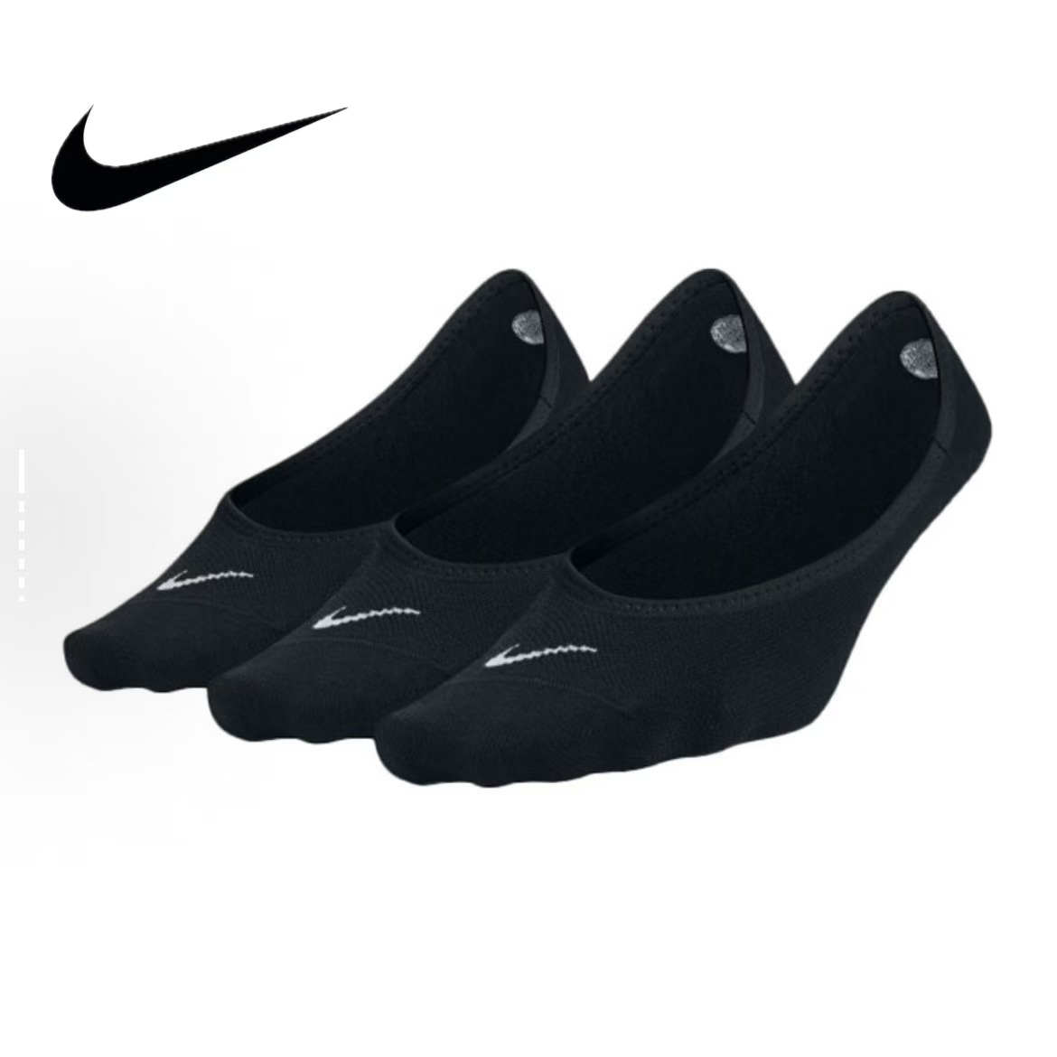 NIKE/耐克浅口透气训练健身短袜 男女同款 组合装黑色 三双船袜