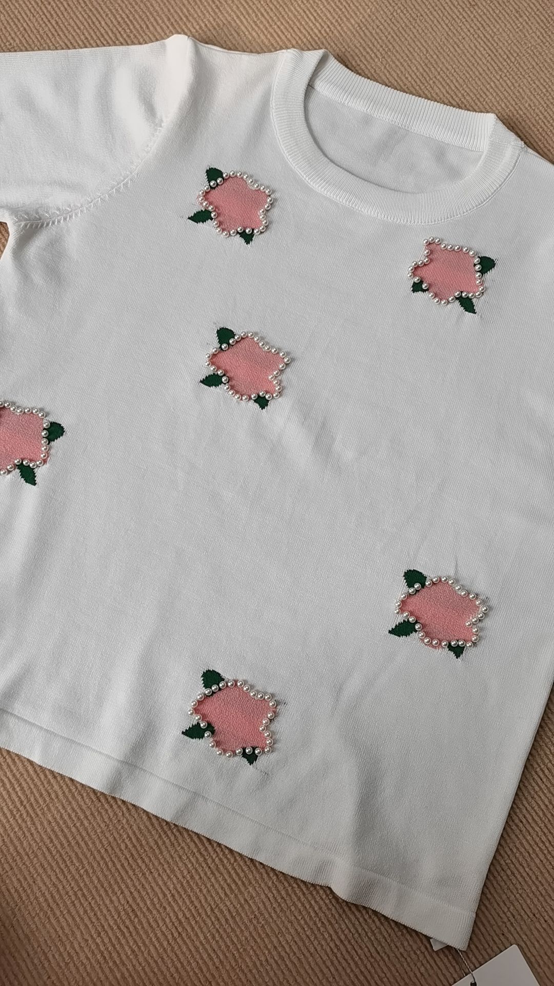 3301新款90-170斤针织衫立体珍珠小花宽松大码女装气质显瘦