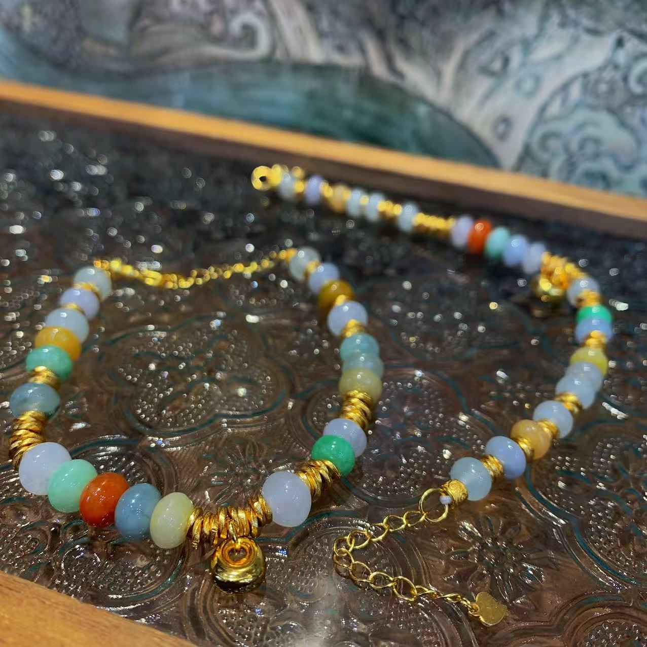 【元宝】翡翠s925银镶嵌元宝盘缠多宝手链 多样性发货x1件