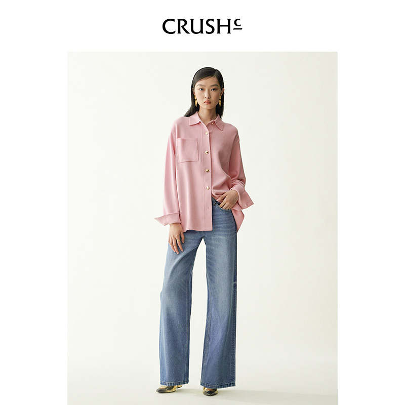 Crush Collection2025年早春新款牛仔裤女士简约舒适阔腿裤直筒裤
