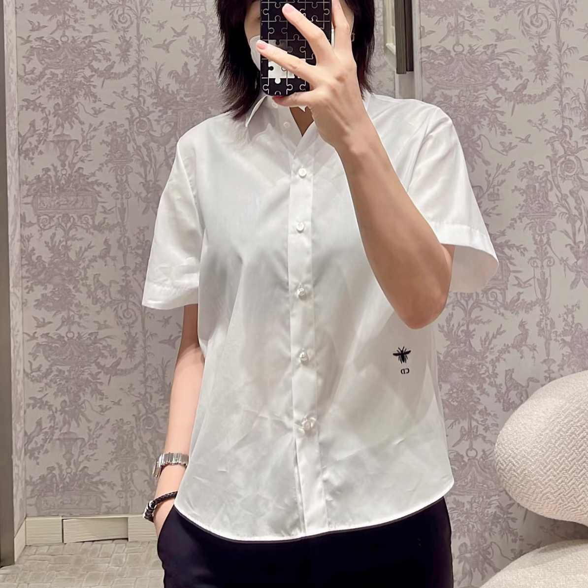 99新 DIOR/迪奥 经典蜜蜂衬衫短袖34码