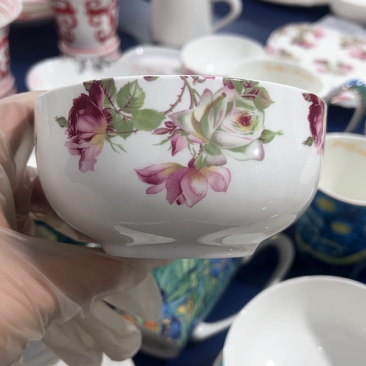 碗微瑕骨瓷玫瑰饭碗两只装