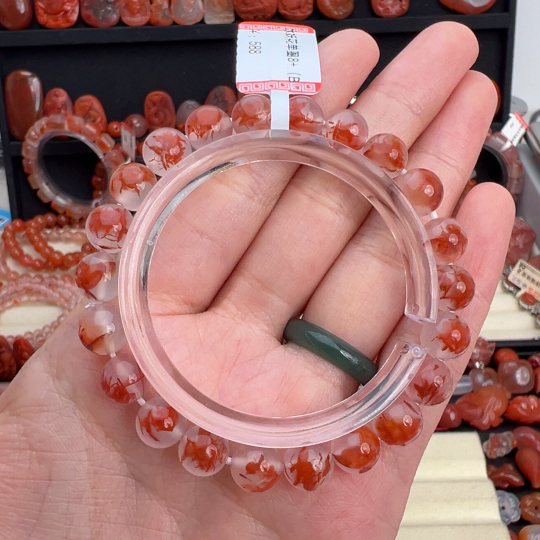 帕***熊南红玛瑙未镶嵌颈饰毕业级水草花单圈卡8+