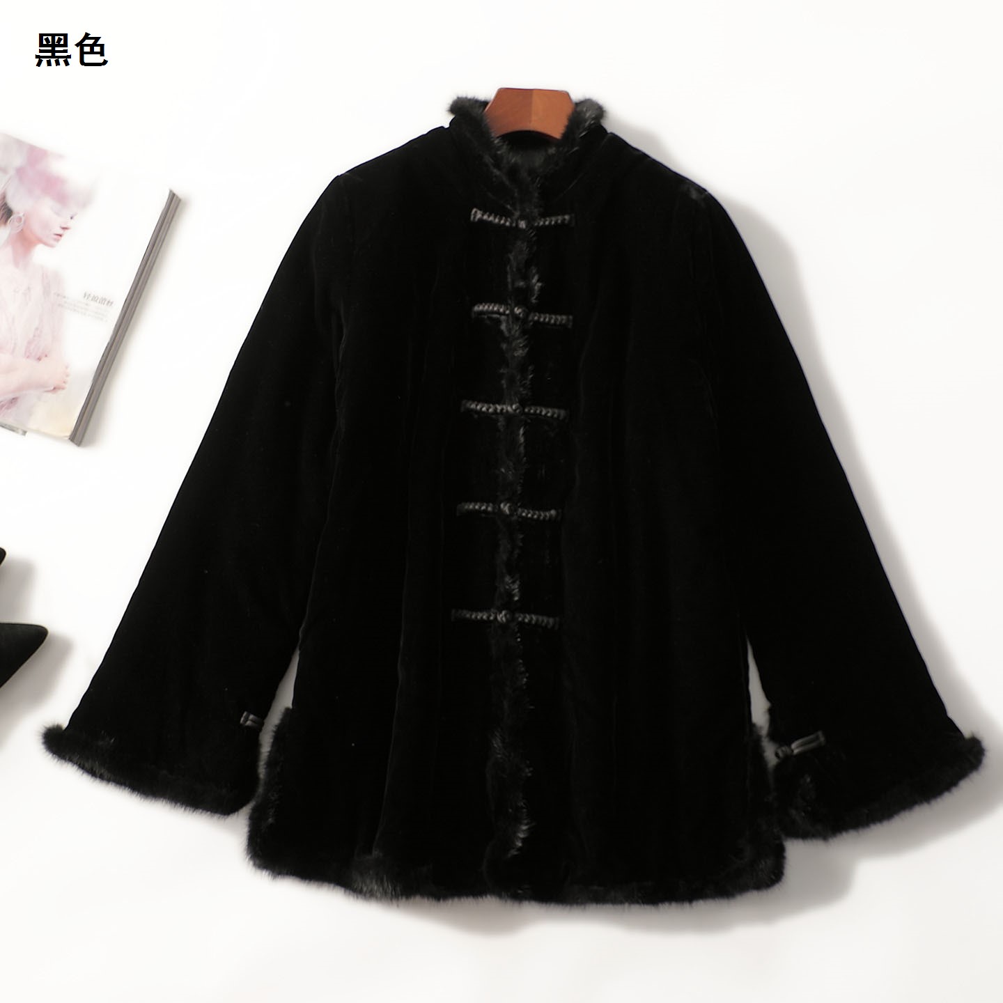 247396冬中长款长袖单排扣棉衣