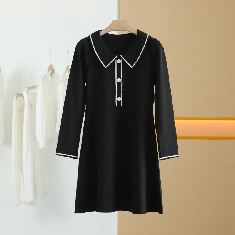 【半价q仓-唐长老自营】货号M0067女装春秋季黑色小香连衣裙MSL