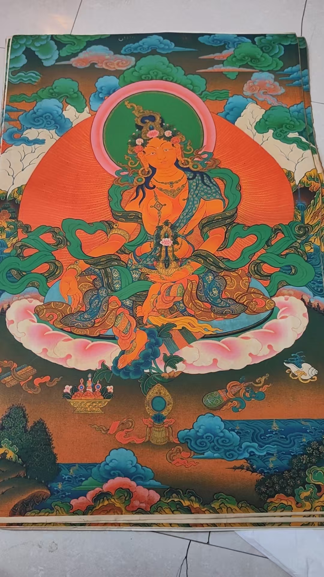 A08高端精品绿度母绘画类唐卡精美艺术佳作