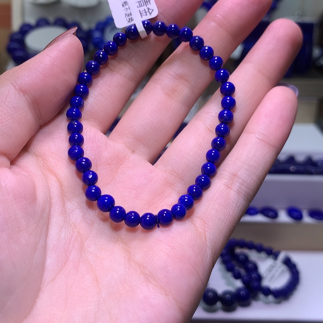 青金石未镶嵌天然原矿圆珠手串4m+