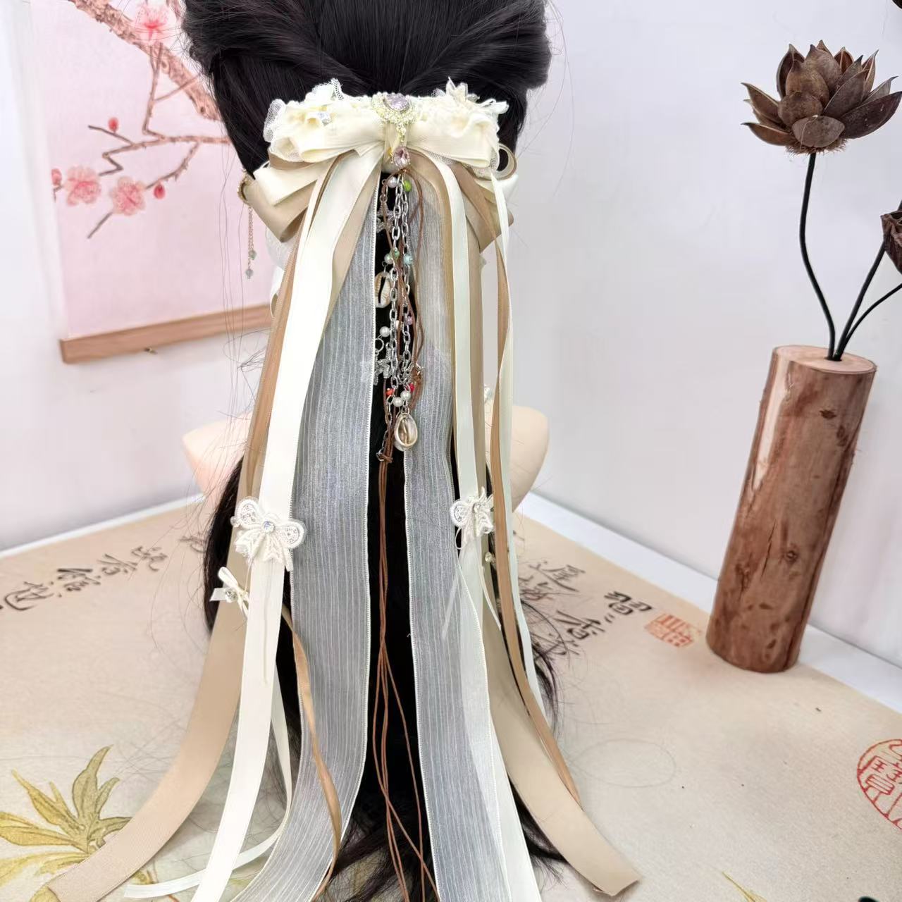 《流浪诗人》波西米亚风咖色长飘带贝壳腰链额链搭配发饰发夹