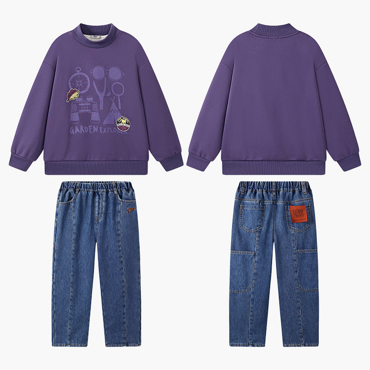 【加绒】MQD男童25冬新款学院风卡通涂鸦半高领卫衣女童套装TCW0649