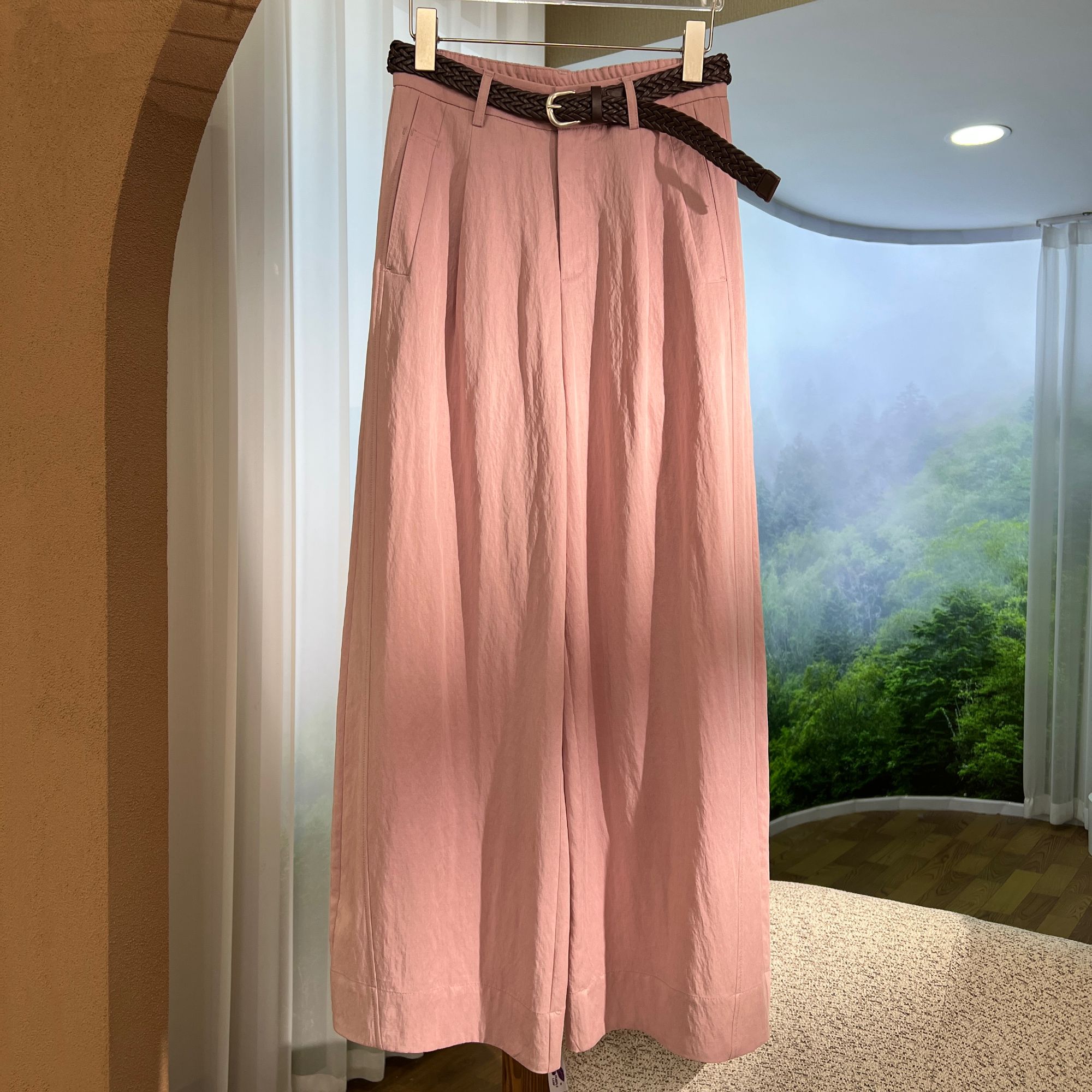 【莱赛尔粉色】夏季宽松直筒阔腿裤时尚百搭女