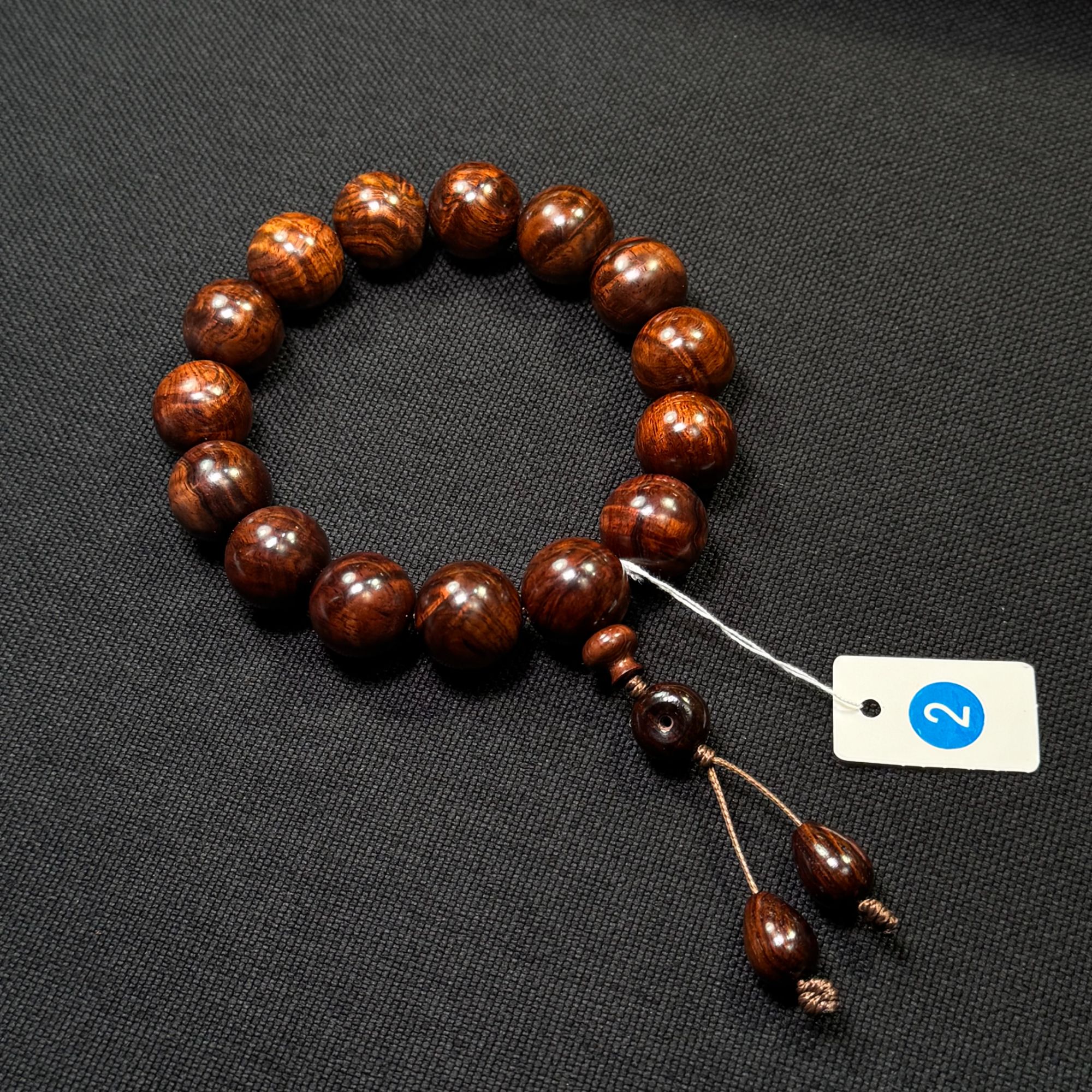 H9200海南黄花梨老料15MM褶皱水波佛珠手串