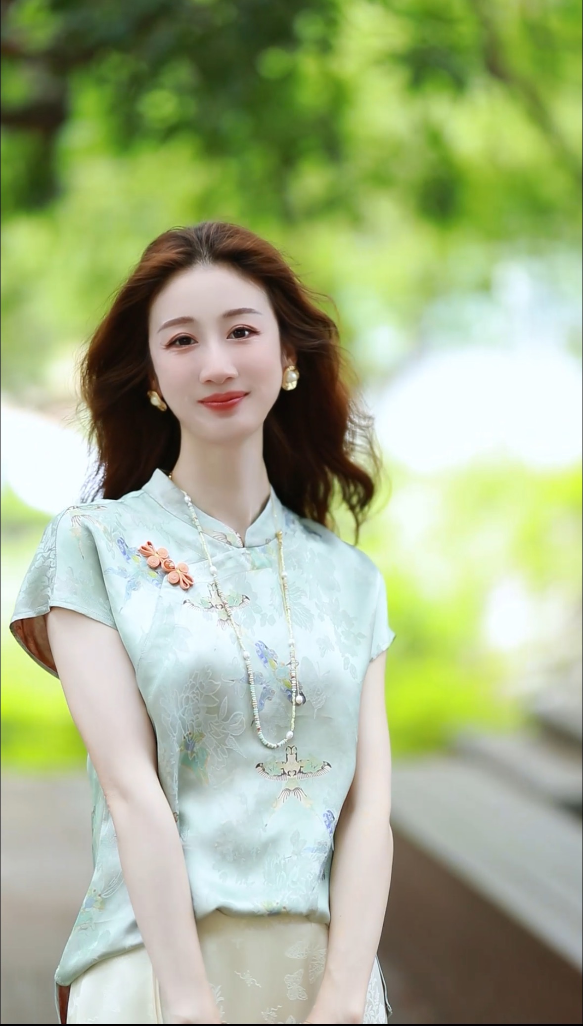 《七七定制》时尚夏季百搭复古宽松立领气质提花衬衫5305