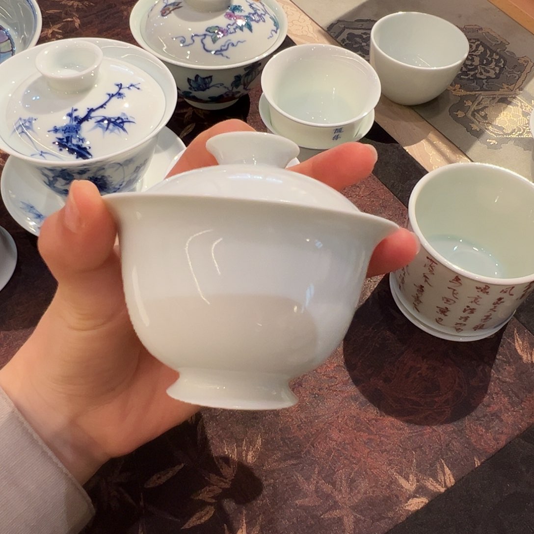 下播福利堂钟正窑素胎盖碗