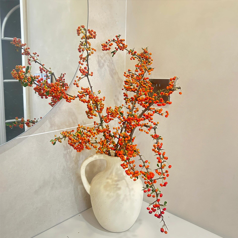 优选品质【橙色火棘果】室内自然风插花 可做干花